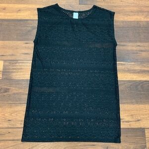 Merona SIZE MEDIUM Black Beach Swim Coverup Crochet Lace Straight Shift